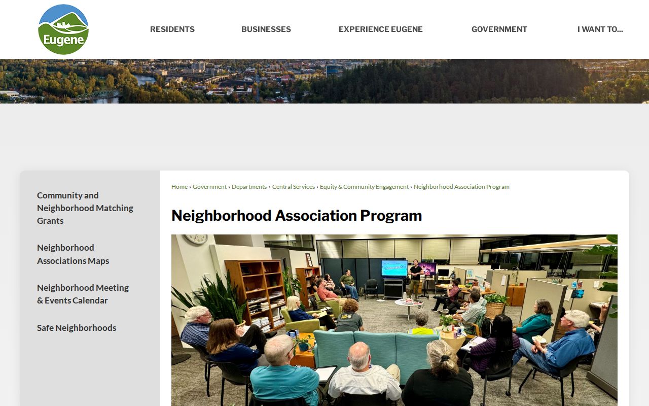 Eugene neighbors using the City neighborhood association map and contacts